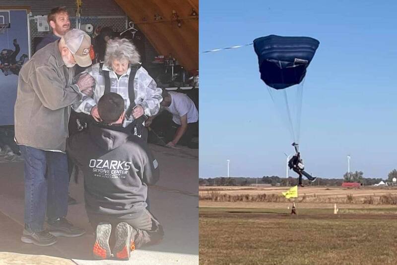 从1万尺高空跳伞庆生! 美国90岁阿嬷笑称︰那里离天堂很近