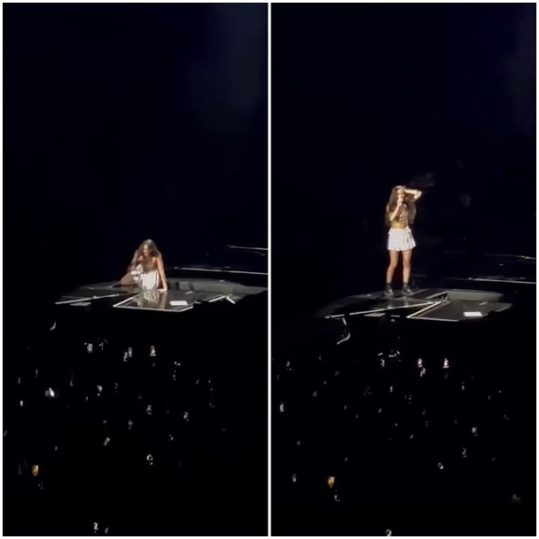 奥莉维亚开唱突掉入黑洞超吓人！硬抓机关边缘自救