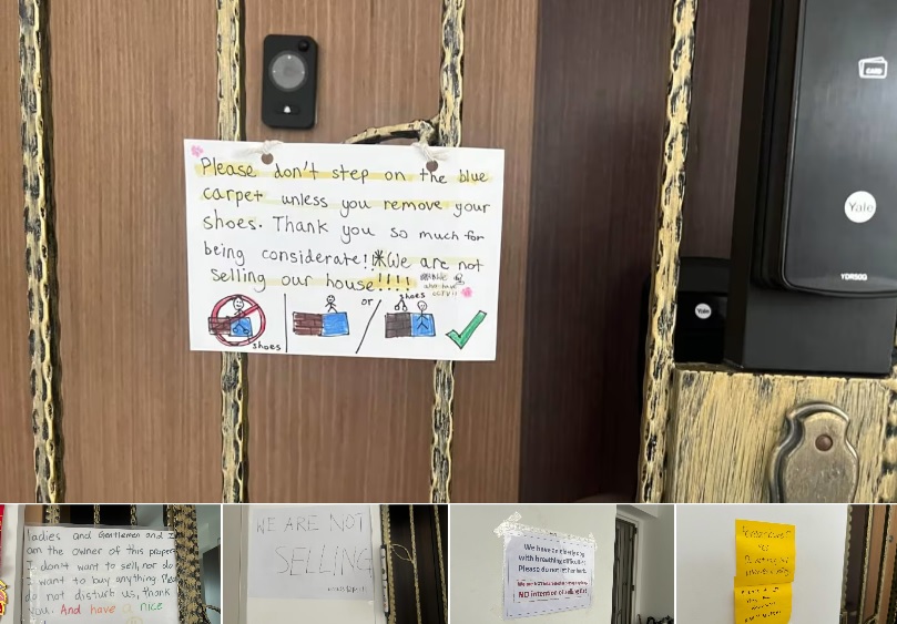 *已签发* 柔:狮城二三事:门快被房屋经纪敲烂 比达达利百户居民挂告示:不卖!