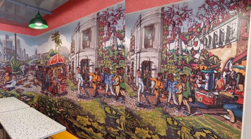 *已签发*柔:狮城二三事:指食阁壁画抄袭 狮城插画家要求撤下道歉