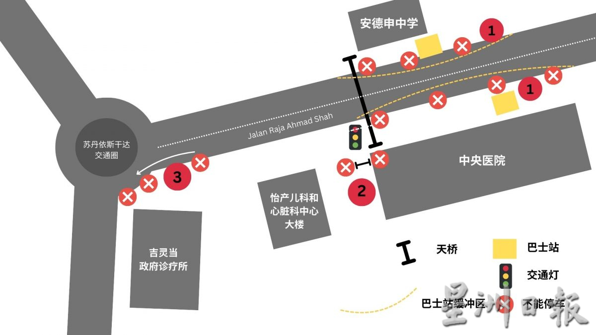 怡中央医院大路旁“三不停”区域 免阻碍交通