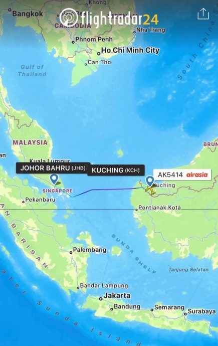 恶劣天气改降新加坡，古晋飞新山航班耗逾4小时