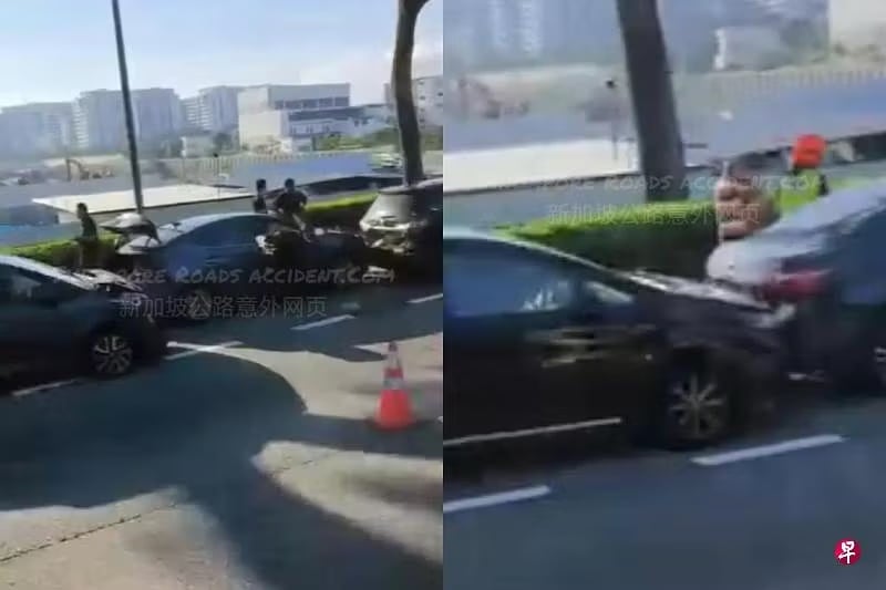 *已签发*柔:狮城二三事:狮城PIE 6车连环撞 6人受伤送医