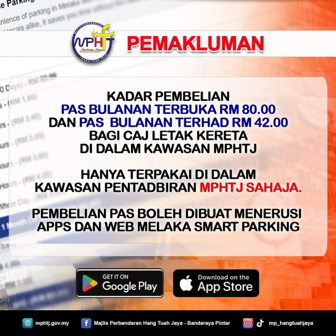 (古城第三版主文)“Melaka Smart Parking”泊车手机应用程式售80令吉泊车月票