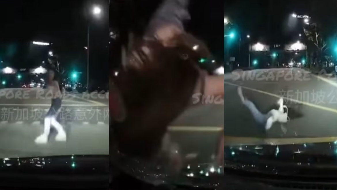 (已签发)柔:狮城二三事:疑顾滑手机没看交通灯 女子过马路遭撞飞数公尺外