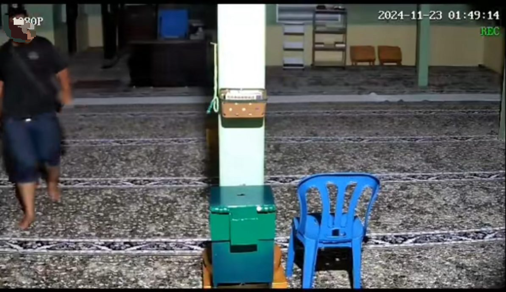 **已签发**柔:峇祈祷室捐款箱被窃,网传视频35岁嫌犯落网