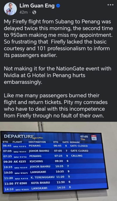 林冠英再遭飞萤放飞机