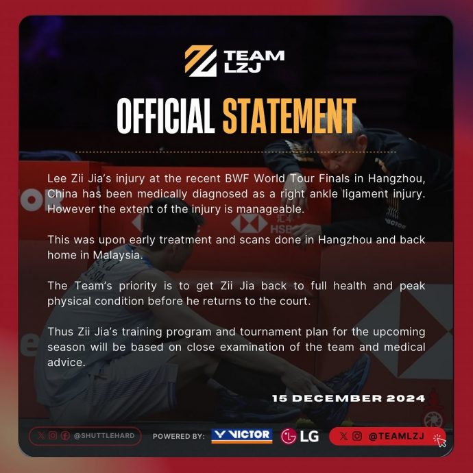 证实右脚踝韧带受伤  李梓嘉赶得及参战大马赛？