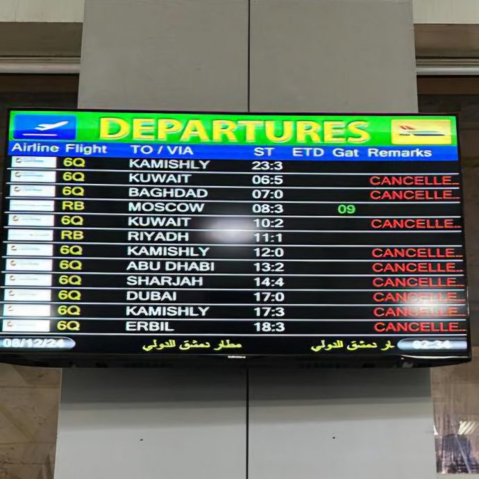 （视频）大马士革机场航班全停飞 旅客惊恐冲登机口