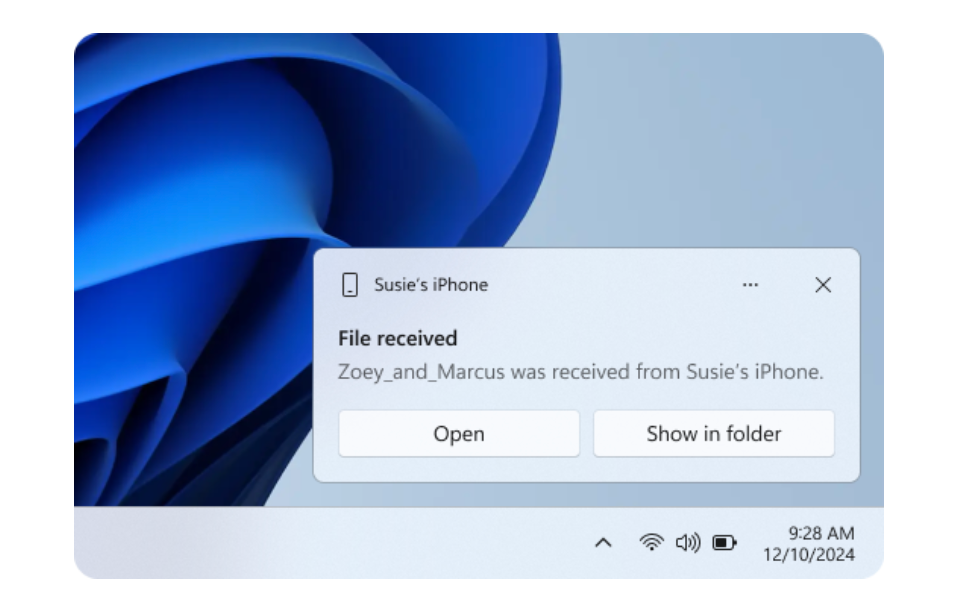 Windows版“AirDrop”来了! 微软推iPhone与PC文件共享功能