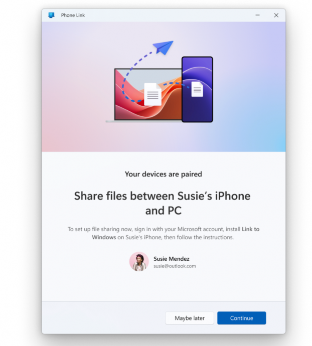 Windows版“AirDrop”来了! 微软推iPhone与PC文件共享功能