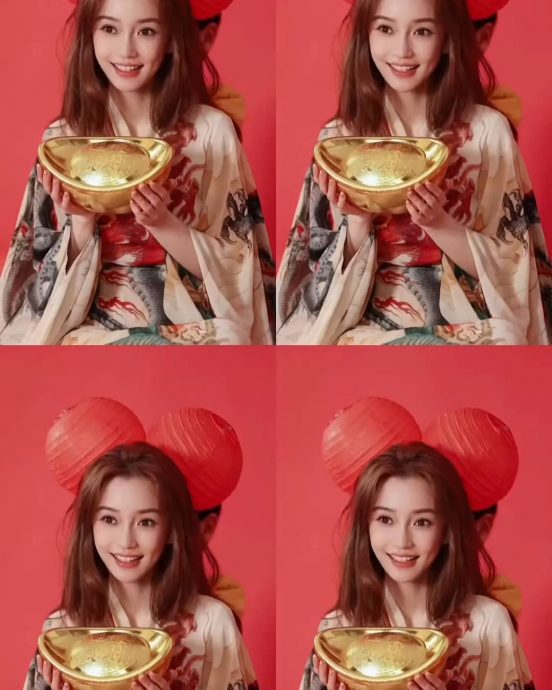 Angelababy化身财神爷贺喜 8岁儿与黄晓明如饼印