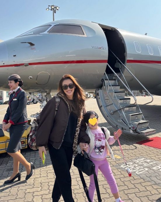 与外国型男搭私人飞机旅行 谢婷婷晒霆锋父子团聚照