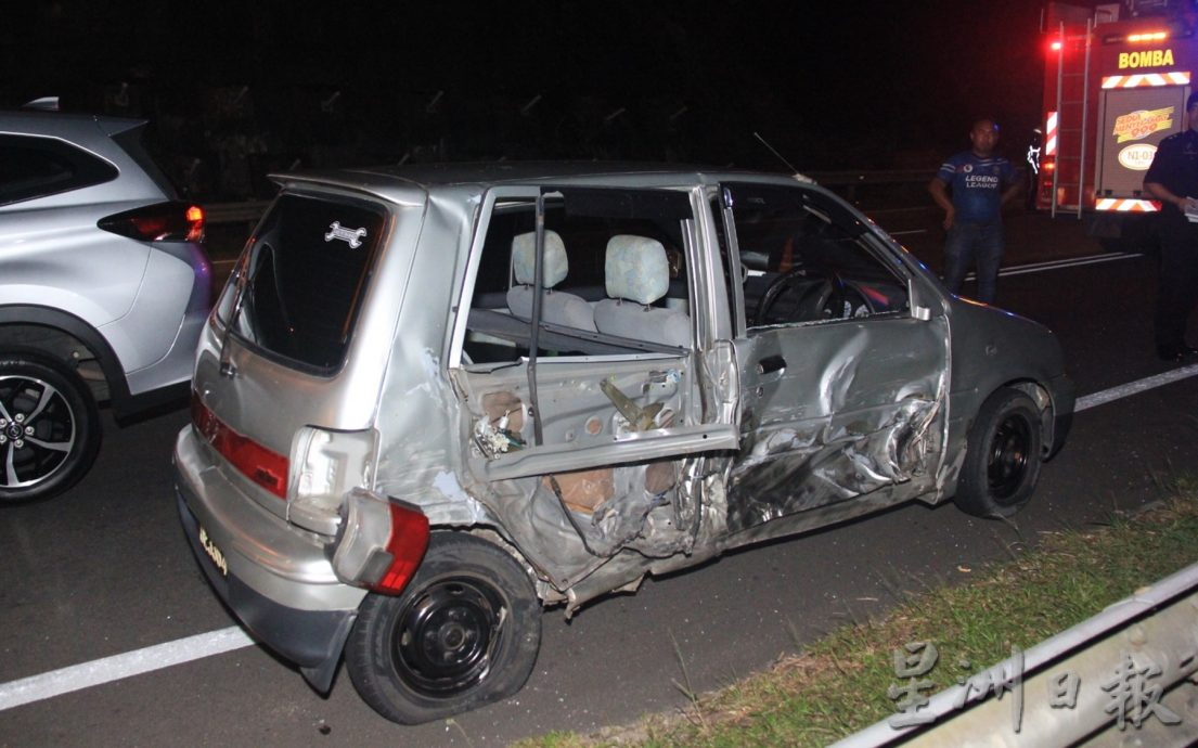 供星洲网:“断崖岭”夺命车祸:失控轿车撞向反车道 酿2死1重伤