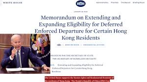 拜登批准再延长在美港人强制离境期限两年