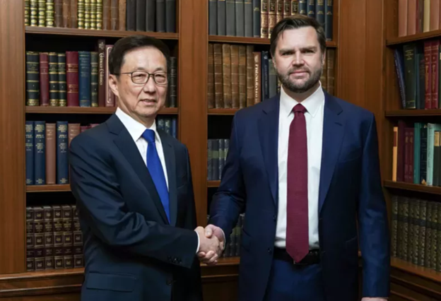 美国候任副总统万斯  会晤中国国家副主席韩正