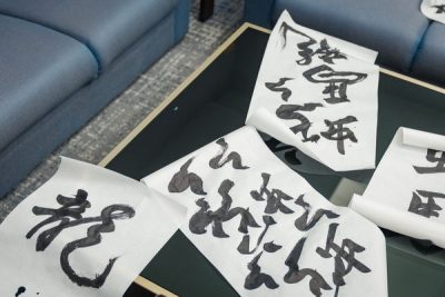 蒋万安亲写“蛇马龙鹤”春联  这字超难写