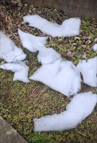 拚图两图)舖棉花装雪骗游客 成都「雪村」道歉封村