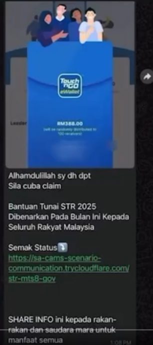 求真(全国版)Touch 'n Go申请援助金? Biar Betul:假的