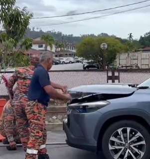 视频|无惧水火竟怕蜥蜴！ 消拯员打开引擎盖吓到弹开 