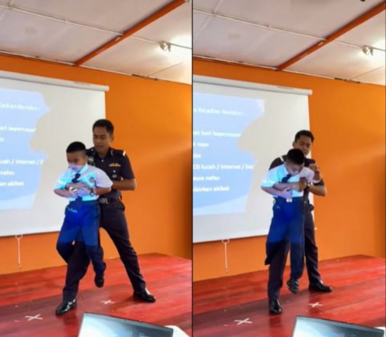 视频|邀警亲授学生自卫术防狼 校方防拐演练获赞