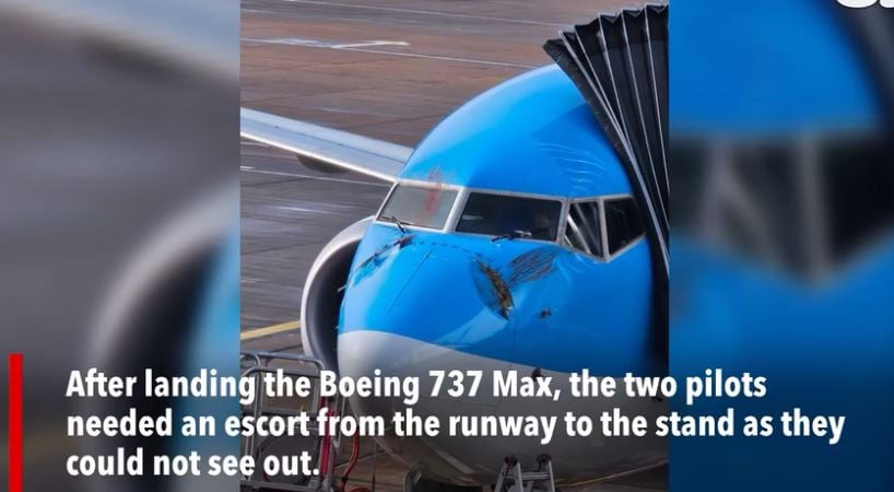 高空撞天鹅 波音客机发“Mayday”求救 挡风玻璃溅血　机身破洞急降落