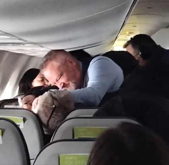 （视频）男乘客失控扯女乘客头发  空少连环出拳救人