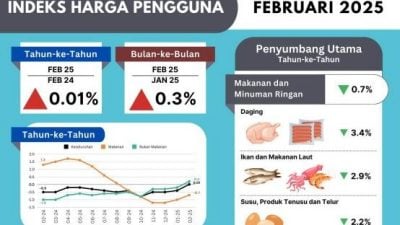 2月消费者物价指数．非食品上涨0.2%