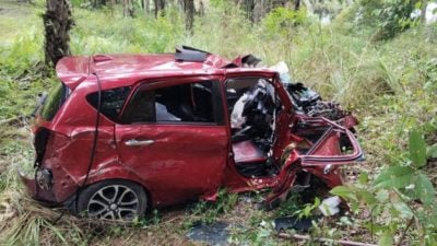 疑失控打滑  车坠山坡酿1死2伤