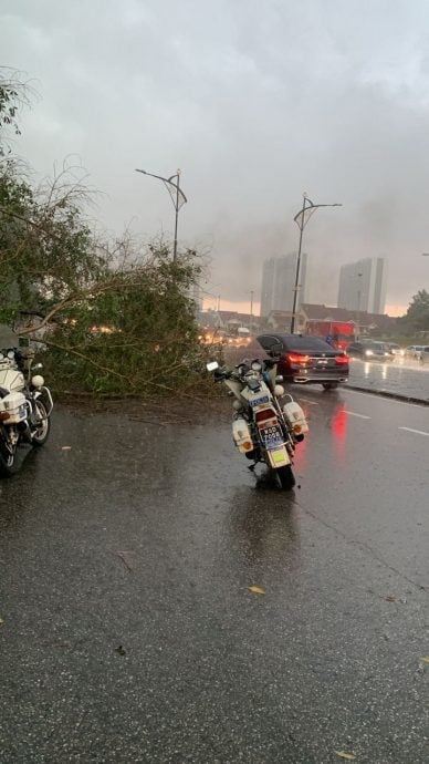 已签发 柔:版头之一:新山暴雨引发闪电水灾 多处地区积水及树倒阻路