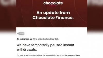 提款等待时间已缩短  Chocolate Finance：3到6工作日