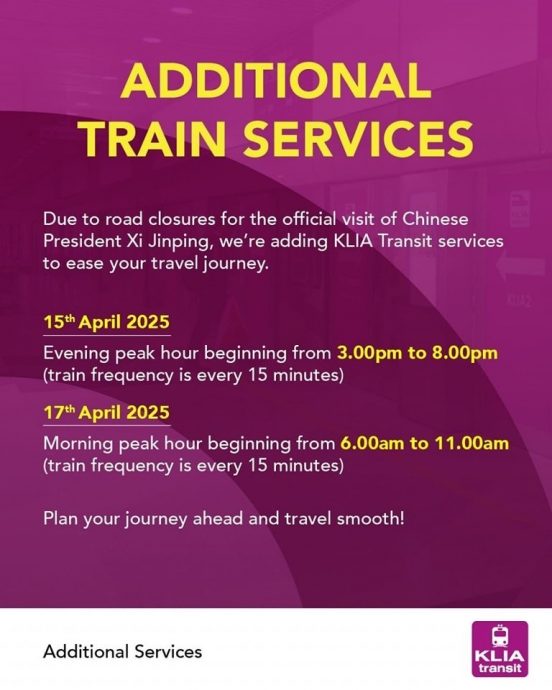 习近平访马|应对交通高峰 KLIA Transit增设班次疏通人流