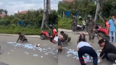 别人掉钞票他们停下帮忙捡 网赞：这里的居民善良诚实！