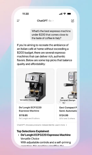 挑战谷歌霸主地位 ChatGPT增购物帮手功能