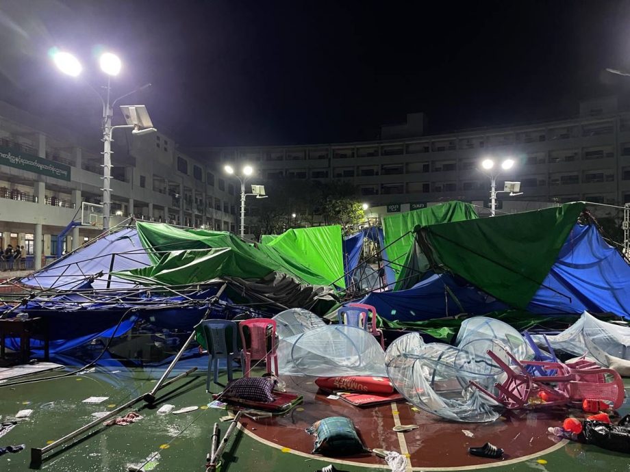 曼德勒强风夜袭！救援队帐篷遭掀翻