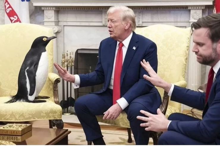 特朗普关税组合拳击中偏远无人岛 催生多款企鹅迷因