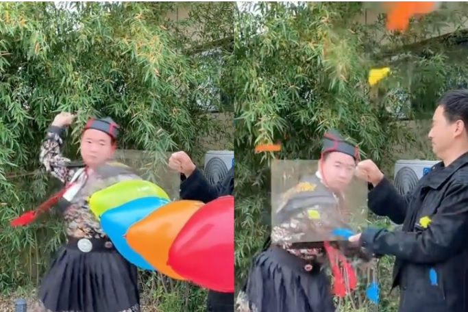 **看世界（只供网）**：现实版“东方不败”  热爱武侠苦练飞针绝技穿玻璃