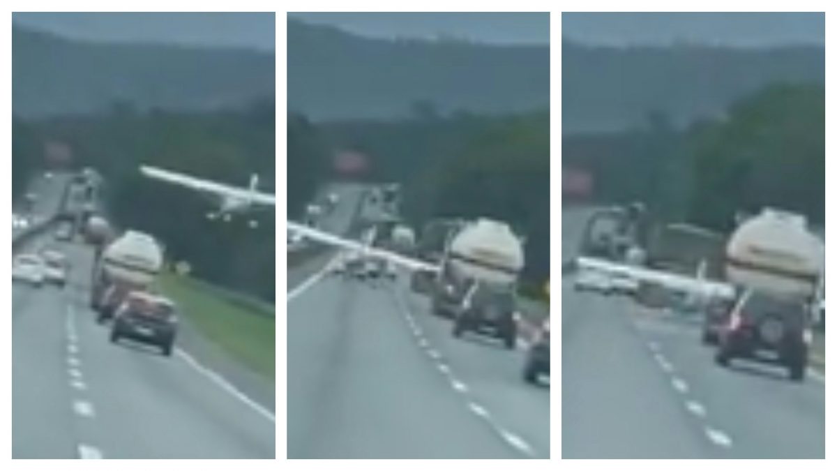 视频∕小型飞机迫降高速公路 惊险降落车群间