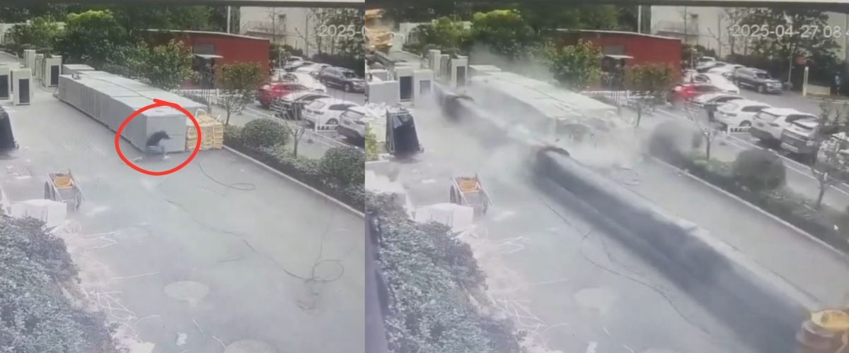 视频|工地巨型吊臂失衡倒塌 男子弯腰“靠这个”逃死劫