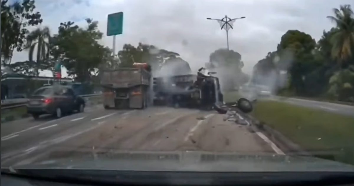 视频|突刹惹祸？轿车急停酿连环撞 罗里侧翻司机抛出车外！