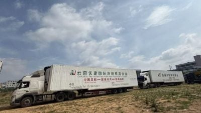 Chinese freight vehicles depart for Vietnam on milestone journey