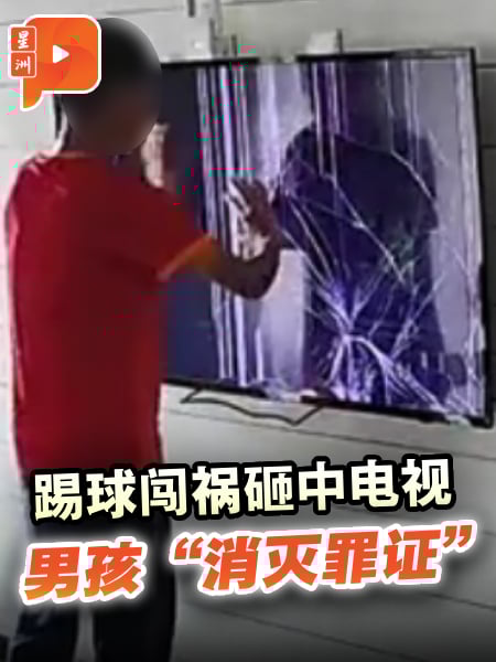 踢球闯祸砸中电视 男孩“消灭罪证”