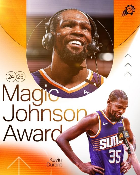 与媒体球迷应对展现风度  杜兰特2夺魔术约翰逊奖