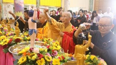 关丹净业林庆卫塞节  办浴佛庆典