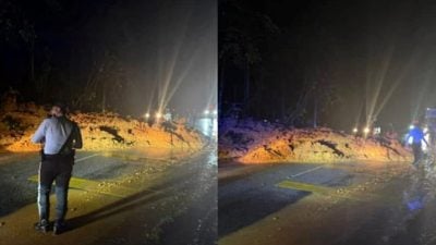 中枢大道话望生路段   山体滑坡 已获清理