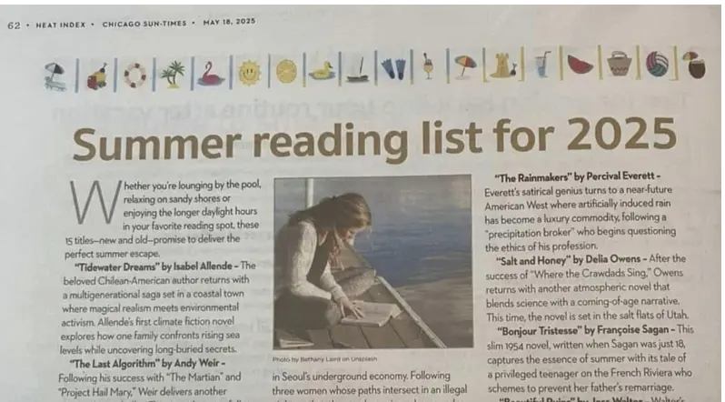 作家用AI写报道出大包 “夏季书单”一半的书都不存在