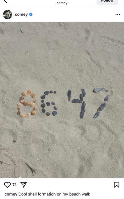 发8647神秘数字 疑吁暗杀特朗普 FBI前局长科米受查