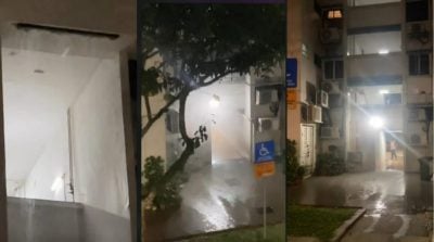 屋顶漏水如瀑布  居民误以为下雨