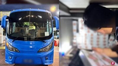 视频 | 不法份子改装巴士车厢地板 藏逾2800条私烟闯关狮城失败