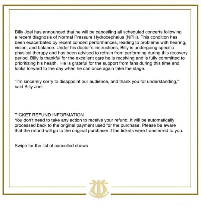 患罕见脑病影响听力、视力 76岁比利乔取消所有巡演